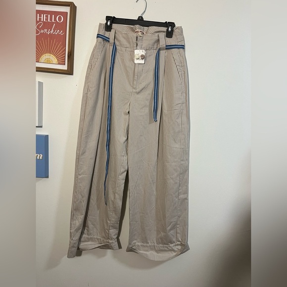 Free People Buckle Back Stripe Trousers - Picture 7 of 10